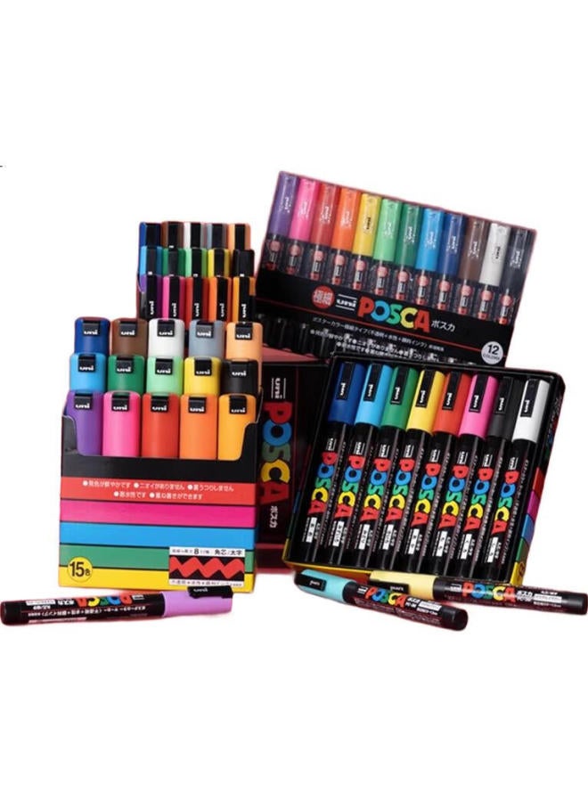 Uni Mitsubishi (Uni) Posca Series Marker Pen (Fine Point) Colorful Poster Advertising Marker Pen Office Drawing Hand-Painted Graffiti Pen Pc-3M Blue Single Pack - Image 1