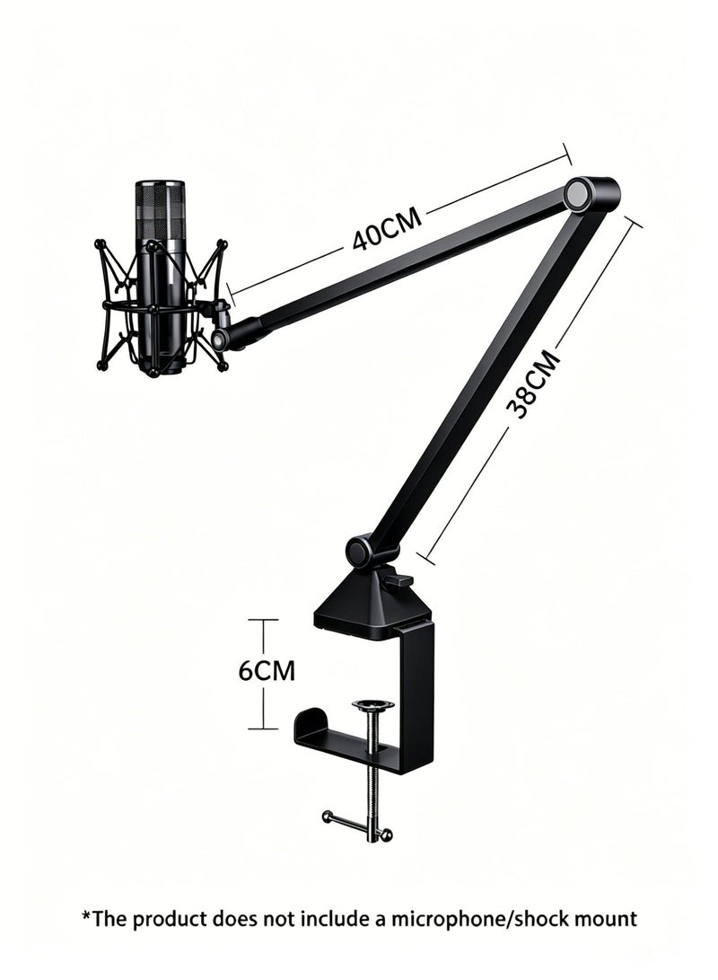Bolivia's Adjustable Desktop Mic Stand – Foldable Boom Arm with 2kg Load Capacity, Low Profile Microphone Mount for Streaming, Gaming, Podcast, Studio & Office | Portable Suspension Arm, Clamp & Screw Mount, No Drilling Required - Image 5