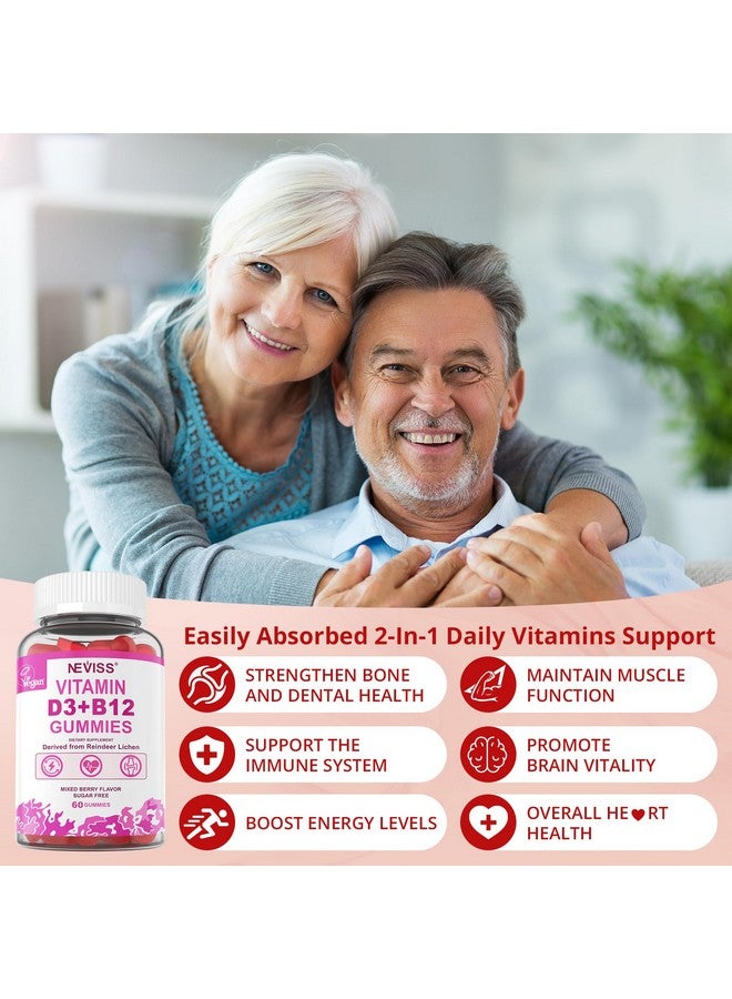 NEVISS 2Pack Vegan Vitamin D3 + Vitamin B12 Gummies, High Potency Vitamin D3 5000IU & 1000 mcg Methylated B12, Vitamin D3 and B12 for Adults, Support Bone Health, Immune & Energy Supplement, 120 Count - Image 4
