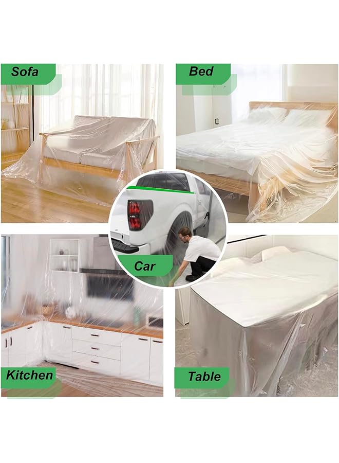 إيروريكس عبوتان من فيلم لاصق مسبق اللصق مقاس 59 بوصة × 65 قدمًا مع شريط وستارة محدثة لمشاريع الطلاء والطلاء الداخلي وحماية الألواح الأساسية والأثاث - Image 2