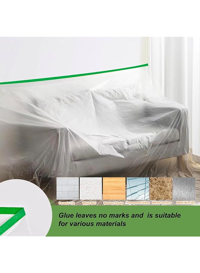 إيروريكس عبوتان من فيلم لاصق مسبق اللصق مقاس 59 بوصة × 65 قدمًا مع شريط وستارة محدثة لمشاريع الطلاء والطلاء الداخلي وحماية الألواح الأساسية والأثاث - Image 4