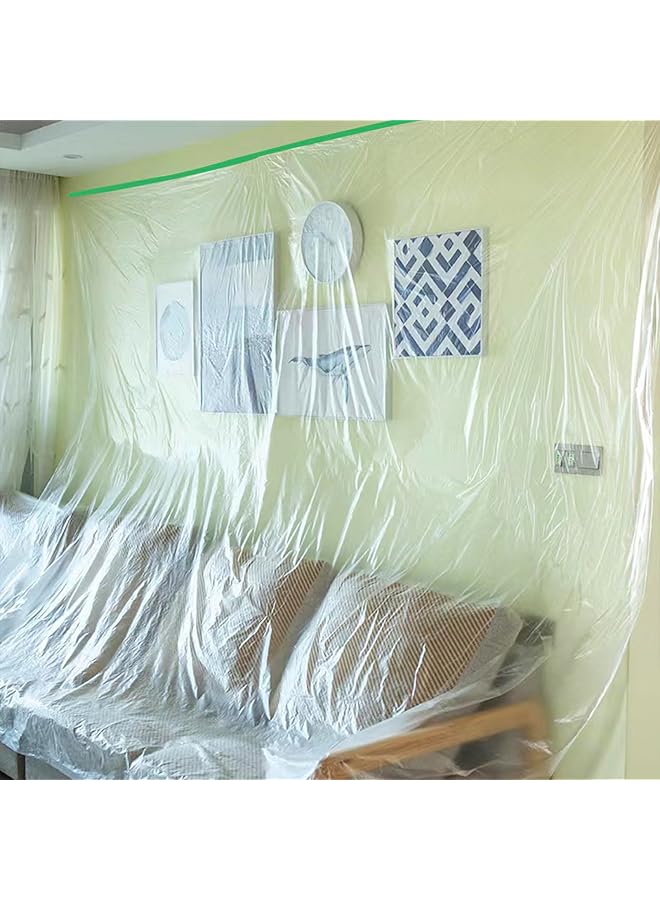 إيروريكس عبوتان من فيلم لاصق مسبق اللصق مقاس 59 بوصة × 65 قدمًا مع شريط وستارة محدثة لمشاريع الطلاء والطلاء الداخلي وحماية الألواح الأساسية والأثاث - Image 5