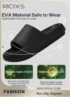RIOXS Unisex Slipper, Cloud Slides Pillow Slippers For Women And Men, Shower Slippers Bathroom Sandals, Soft Thick Sole Slippers, Non-Slip Bubble Slides For Men Women Indoor And Outdoor Use, Dorm Room Essentials  - Image 5