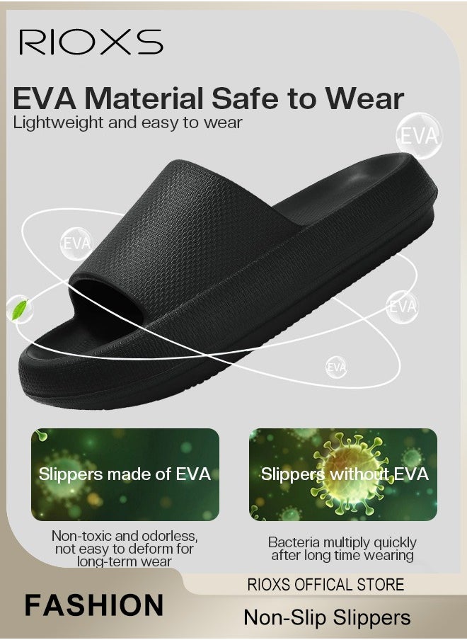 RIOXS Unisex Slipper, Cloud Slides Pillow Slippers For Women And Men, Shower Slippers Bathroom Sandals, Soft Thick Sole Slippers, Non-Slip Bubble Slides For Men Women Indoor And Outdoor Use, Dorm Room Essentials  - Image 5