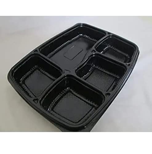 SHOP  SHOPPEE SHOP & SHOPPEE Unbreakable Meal Plate with Lid & 5 Compartment, Leak-Resistant, BPA Free,Food Grade Dinner Plate for Food Delivery/Party/Packaging (25 Plates with lids, Microwave Safe, Black) - Image 4