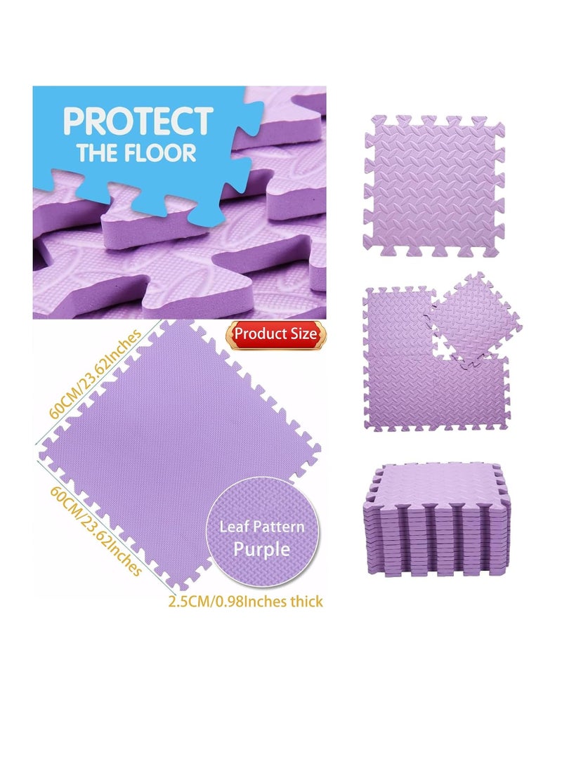 6 بلاط (60x60x2.5cm كل بلاط) بلاط أرضية الرغوة، طفل الزحف حصيرة & الصالة الرياضية المنزلية حصيرة اليوغا، ناعمة غير سامة سميكة متشابكة مربع لغز لعب حصيرة للأطفال الصغار، ممارسة اللياقة البدنية للأطفال، Playpen سجادة الزحف (أرجواني) - Image 2