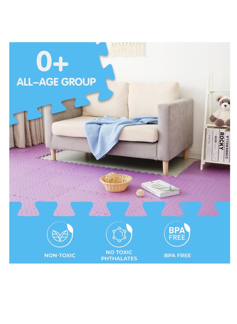 6 بلاط (60x60x2.5cm كل بلاط) بلاط أرضية الرغوة، طفل الزحف حصيرة & الصالة الرياضية المنزلية حصيرة اليوغا، ناعمة غير سامة سميكة متشابكة مربع لغز لعب حصيرة للأطفال الصغار، ممارسة اللياقة البدنية للأطفال، Playpen سجادة الزحف (أرجواني) - Image 4