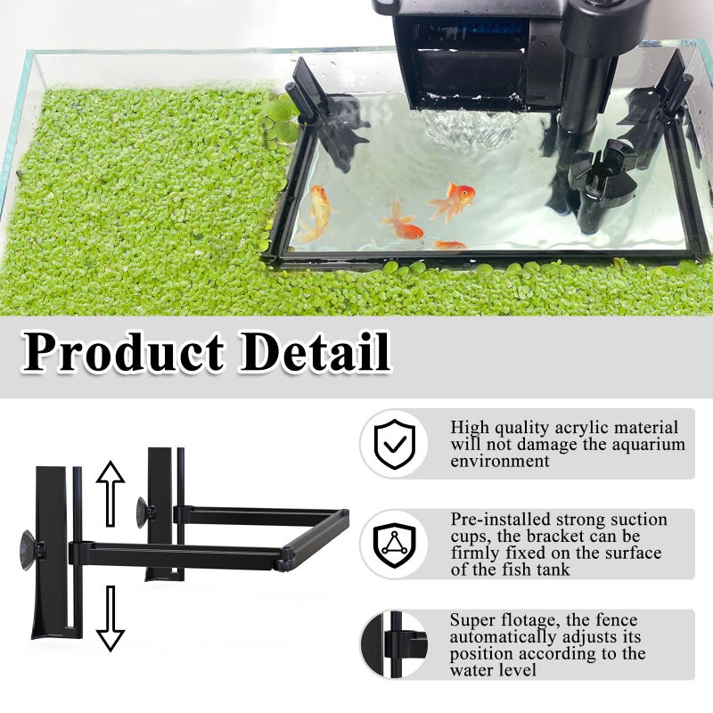 Pryitier Aquarium Floating Plant Barrier, Floating Plant Corral Self Adjusts to Water Level Fish Tank Fence Keeps the Floaters Away from the Filter - Image 2
