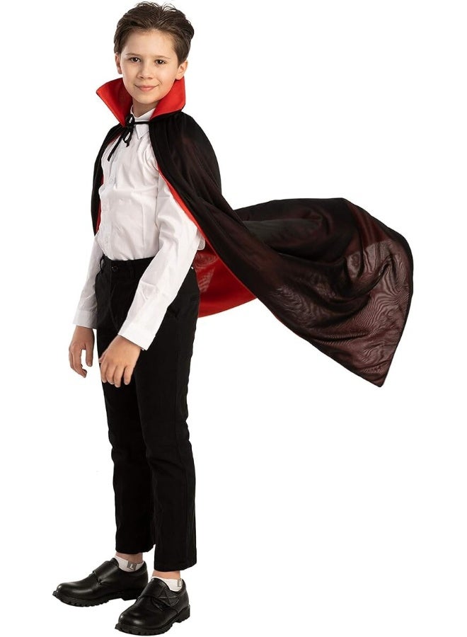 Toyland Kids Vampire Cape – Black and Red Reversible Halloween Cloak with Collar - Image 2