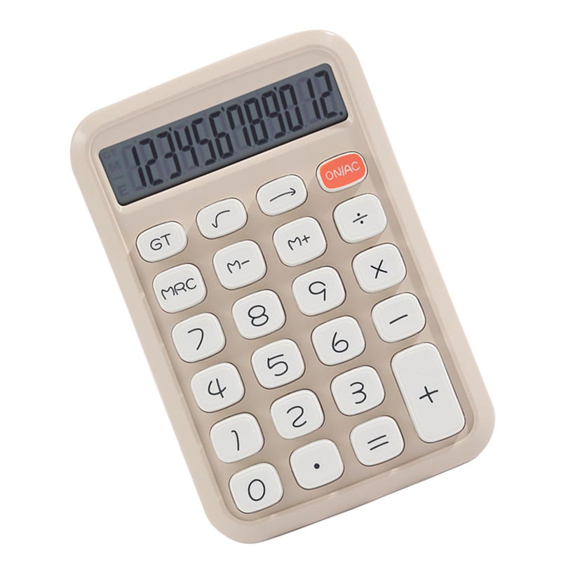 Milk Tea Color 12 Digit Calculator Ergonomic Design for Accurate Input Easy to Use - Image 2