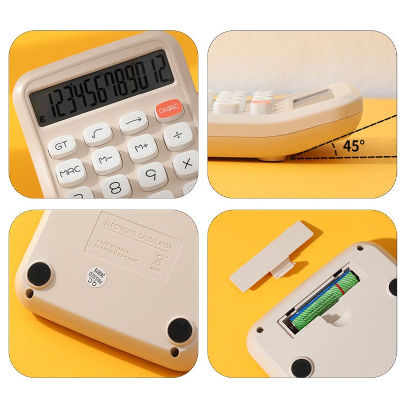 Milk Tea Color 12 Digit Calculator Ergonomic Design for Accurate Input Easy to Use - Image 4