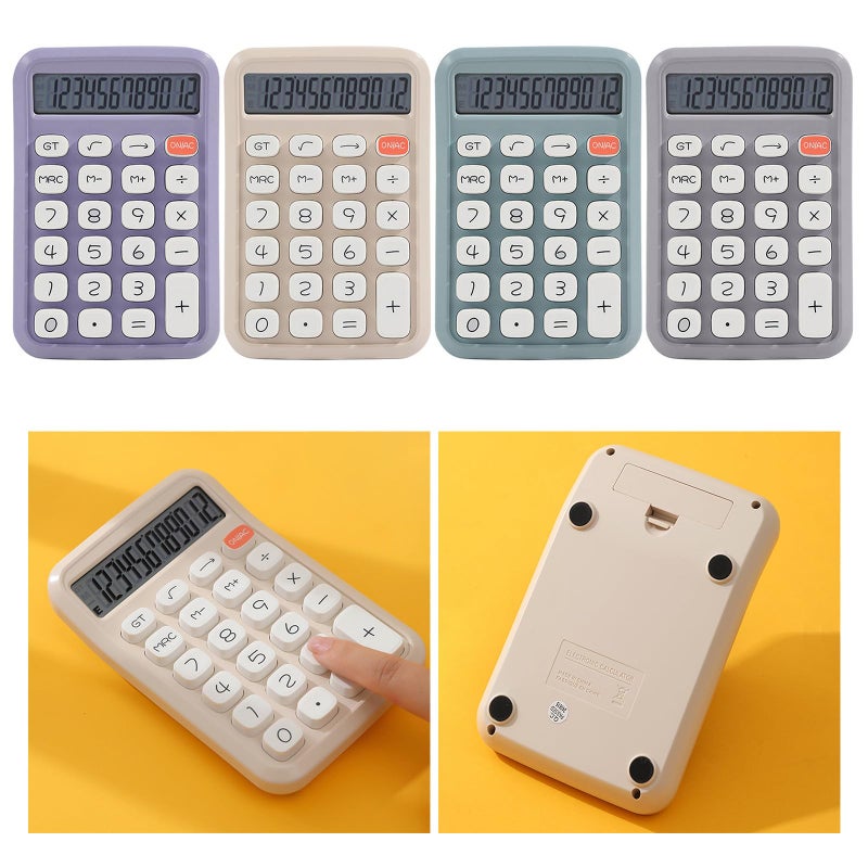 Milk Tea Color 12 Digit Calculator Ergonomic Design for Accurate Input Easy to Use - Image 3