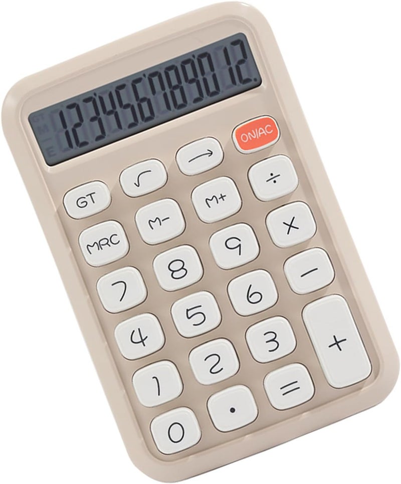 Milk Tea Color 12 Digit Calculator Ergonomic Design for Accurate Input Easy to Use - Image 1