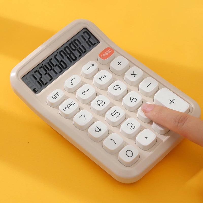 Milk Tea Color 12 Digit Calculator Ergonomic Design for Accurate Input Easy to Use - Image 5