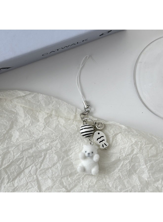 NIBEMINENT Phone Charm/ Chain Strap for Women Girls, Cute Flocked Small Animals Cell Phone Case Lanyard Wrist Strap