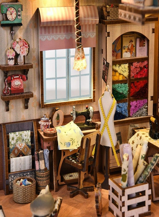 fifijoy Book Nook Kit - DIY Miniature House Dollhouse Kit for Adults and Teens, Booknook Tiny House Bookshelf Decor 3D Wooden Puzzle, Gifts for Family Friends (Sewing Room) - Image 5