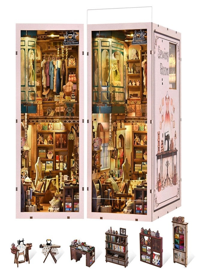 fifijoy Book Nook Kit - DIY Miniature House Dollhouse Kit for Adults and Teens, Booknook Tiny House Bookshelf Decor 3D Wooden Puzzle, Gifts for Family Friends (Sewing Room) - Image 1