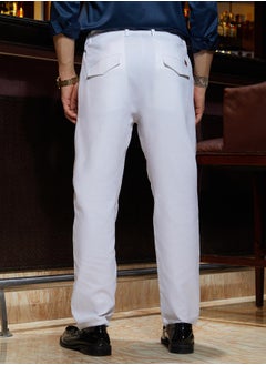 Campus Sutra Men's Cream White Ribbed-Pleated Chino Trousers  - Image 5