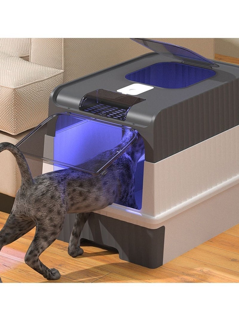 Arabest Pink Fully Enclosed Drawer‑Type Cat Litter Box, Extra‑Large Rechargeable Cat Toilet with Sterilisation and Anti‑Odor Design, Spacious Pet Waste Storage Box for Indoor Household Cats - Image 4