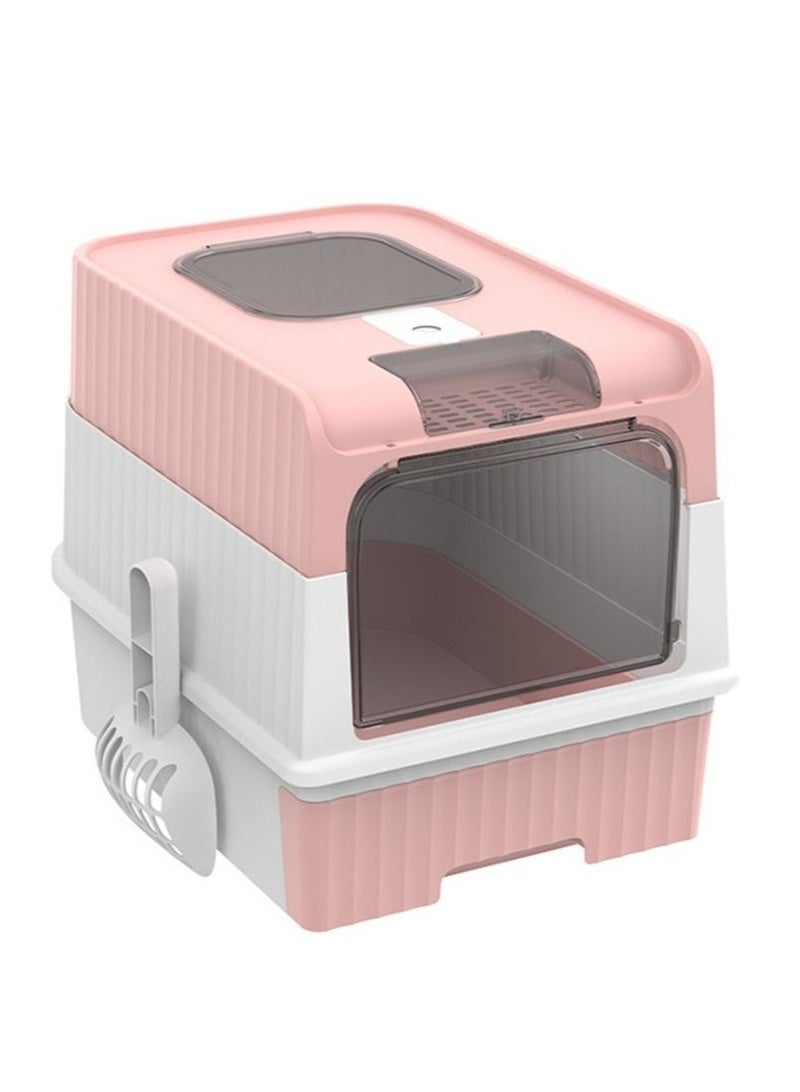 Arabest Pink Fully Enclosed Drawer‑Type Cat Litter Box, Extra‑Large Rechargeable Cat Toilet with Sterilisation and Anti‑Odor Design, Spacious Pet Waste Storage Box for Indoor Household Cats - Image 1