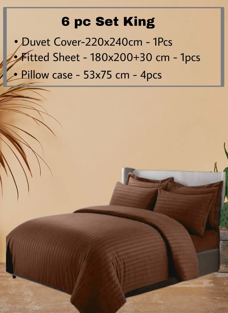 REDTOMMY طقم أغطية سرير كينغ 6 قطع – غطاء لحاف (220x240 سم)، ملاءة مشدودة (180x200+30 سم) و 4 أغطية وسائد (53x75 سم)، اللون - بني - Image 2