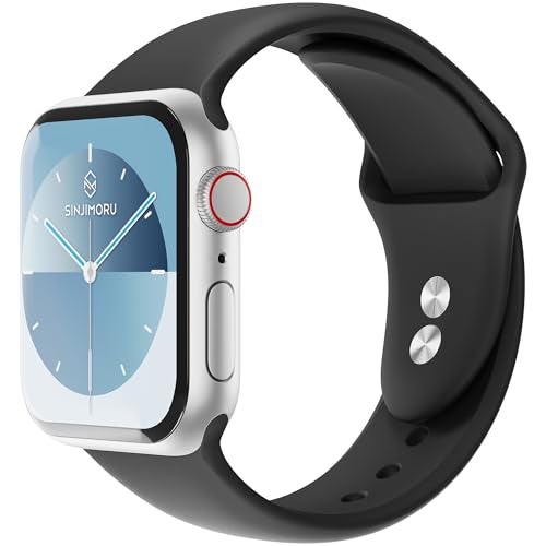 Sinjimoru Silicone Apple Watch Band Compatible with Apple Watch 38mm 40mm 41mm 42mm 44mm 45mm 49mm for Women or Small Wrists Black - Image 1