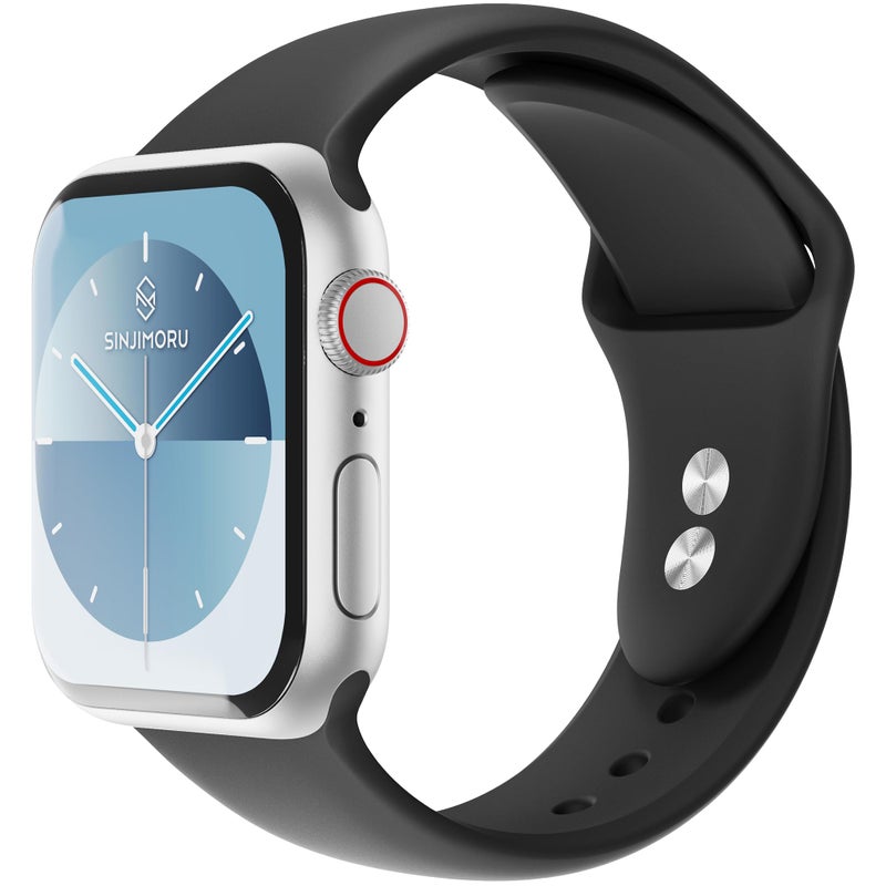Sinjimoru Silicone Apple Watch Band Compatible with Apple Watch 38mm 40mm 41mm 42mm 44mm 45mm 49mm for Women or Small Wrists Black - Image 3