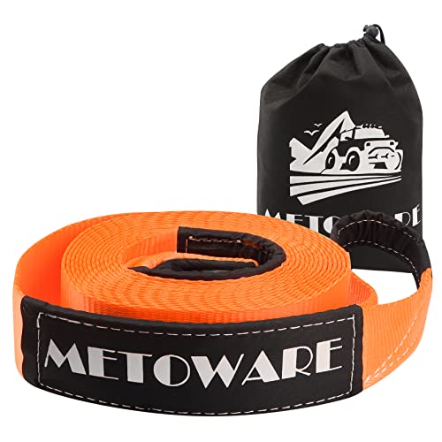 METOWARE Tow Strap 3'' × 30ft Recovery Strap, Heavy Duty Tow Straps with 35,000 lb Capacity, Triple Reinforced Loop Straps, Emergency Off Road Towing Rope, Extreme Water-Resistant (Orange) - Image 1