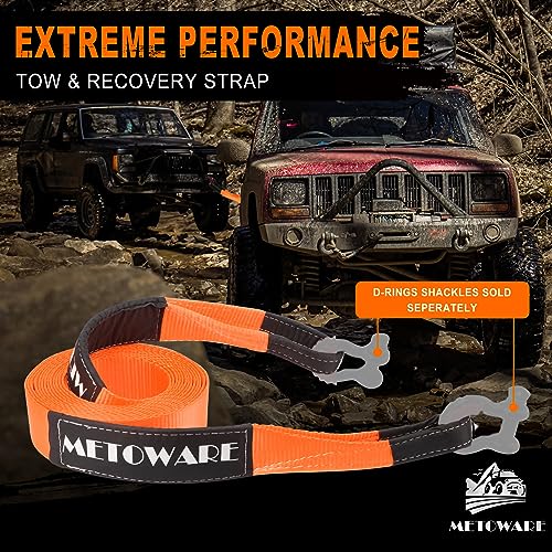 METOWARE Tow Strap 3'' × 30ft Recovery Strap, Heavy Duty Tow Straps with 35,000 lb Capacity, Triple Reinforced Loop Straps, Emergency Off Road Towing Rope, Extreme Water-Resistant (Orange) - Image 5