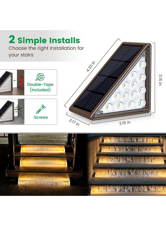 JOFIOS Solar Step Lights for Outside,12pack Solar Stair Lights Outdoor Waterproof IP67,Outdoor Deck Step Lights,Solar Outdoor Lights for Staircase,Patio,Front Step(Warm Brown) - Image 4