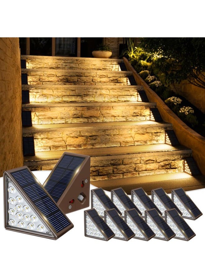 JOFIOS Solar Step Lights for Outside,12pack Solar Stair Lights Outdoor Waterproof IP67,Outdoor Deck Step Lights,Solar Outdoor Lights for Staircase,Patio,Front Step(Warm Brown) - Image 1