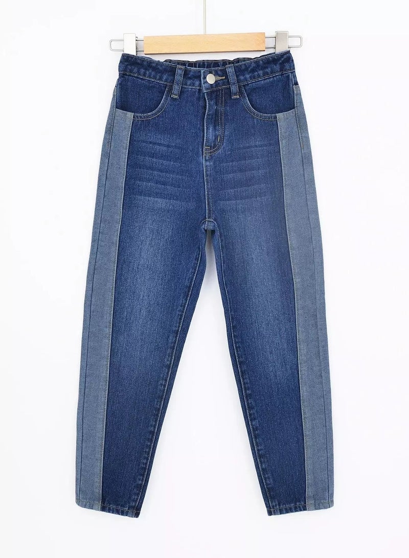 Girls Solid Pocket Side Jeans  - Image 1