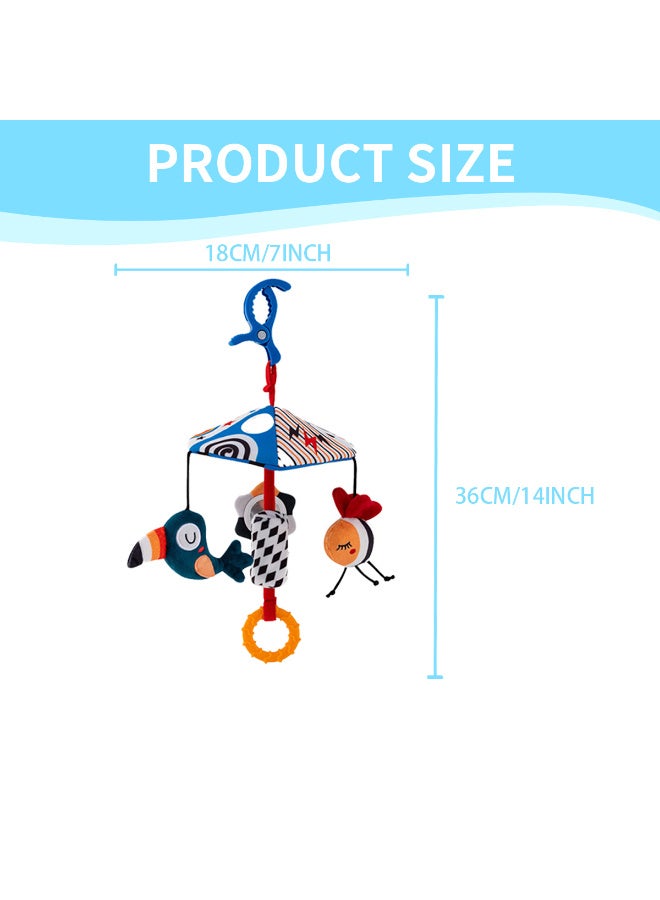Mejora Baby Stroller Hanger, Wind Chime, Newborn Bed Bell, Bed Hanger, Soothing and Educational Rattle, Umbrella,Car Hang Bed Bell Toy,Parachute - Hedgehog, parachute-Bluebird - Image 2