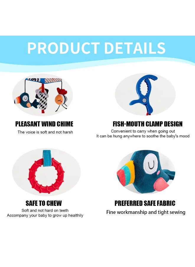 Mejora Baby Stroller Hanger, Wind Chime, Newborn Bed Bell, Bed Hanger, Soothing and Educational Rattle, Umbrella,Car Hang Bed Bell Toy,Parachute - Hedgehog, parachute-Bluebird - Image 3