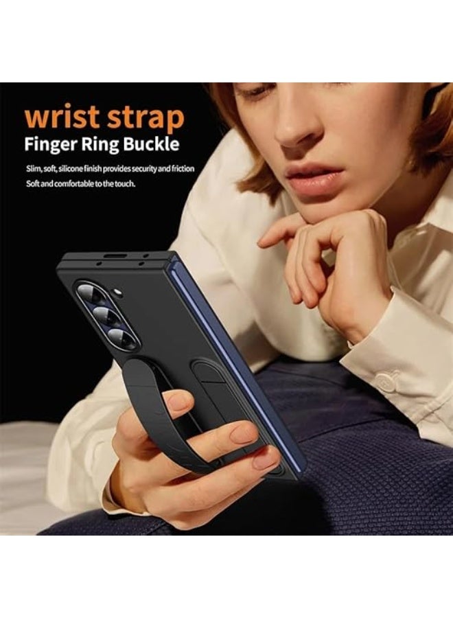 phone Case Compatible with Samsung ZFold - Protective Case with Foldable Kickstand and Comfortable Hand Strap and Flexible Hinge Cover – All Around Protection Fashion Design (Blue, Z fold 6) - Image 5