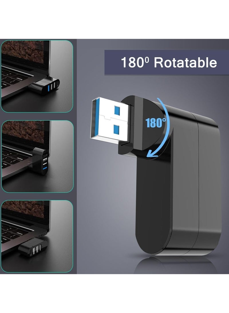 موزع 3.0، 4 منافذ USB [قابل للدوران بزاوية 90 درجة و180 درجة]، موزع USB مع 3 منافذ USB ومنفذ طاقة USB C ومنفذ بيانات وموسع USB للكمبيوتر المحمول والسيارة والمزيد - Image 2