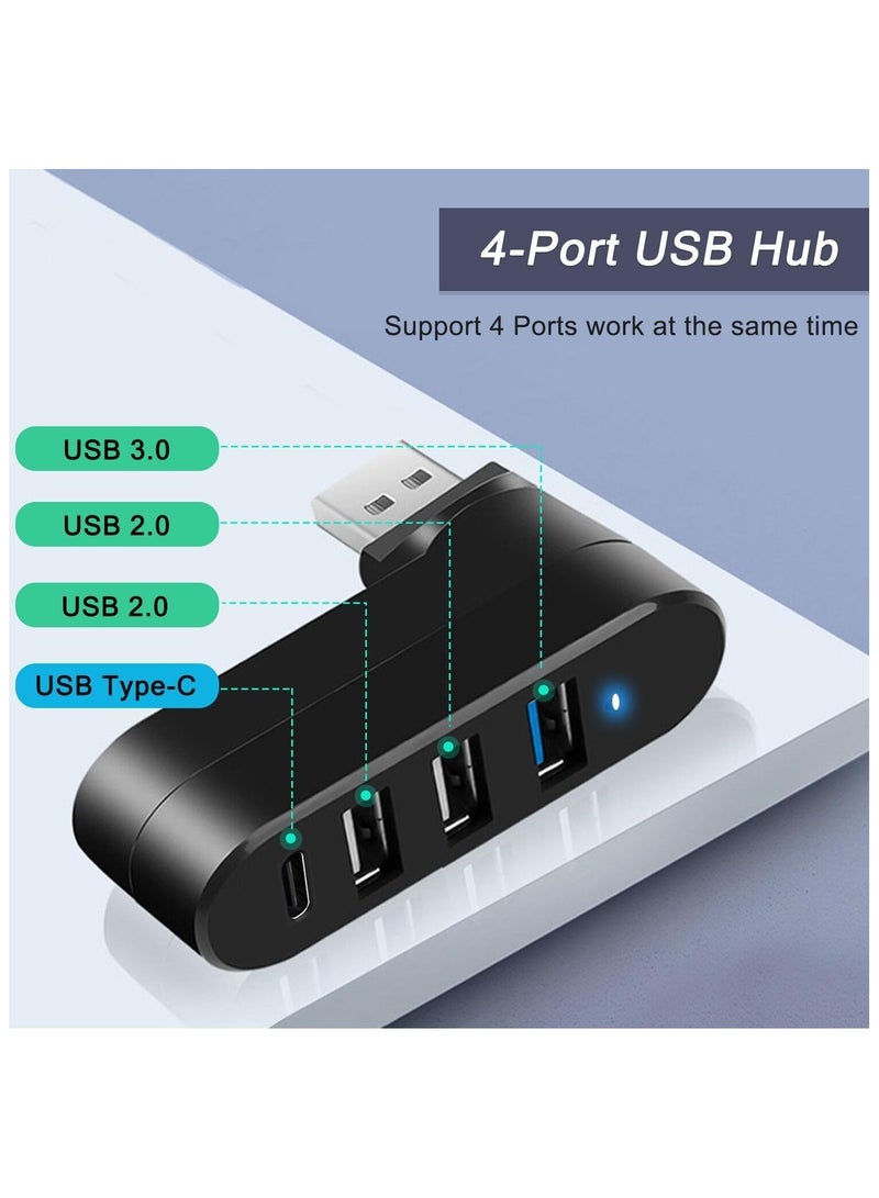 موزع 3.0، 4 منافذ USB [قابل للدوران بزاوية 90 درجة و180 درجة]، موزع USB مع 3 منافذ USB ومنفذ طاقة USB C ومنفذ بيانات وموسع USB للكمبيوتر المحمول والسيارة والمزيد - Image 4