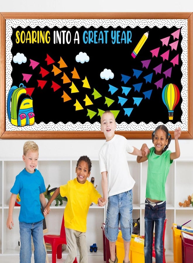 QOUBAI Soaring Into A Great Year Bulletin Board Set Hot Air Balloon Classroom Bulletin Board Decors Paper Plane Name Tag Cutouts for Back to School Classroom Office Home Chalkboard Window Wall Door Supplies - Image 4