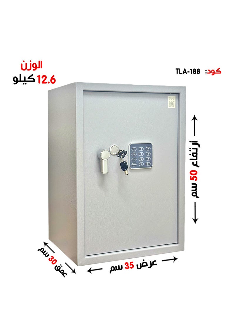 خزنة أمنية رقمية فاخرة مقاومة للحرائق ، مزودة بلوحة أرقام الكترونية وقفل ومفتاح مادي  50*35*30 سم - Image 1