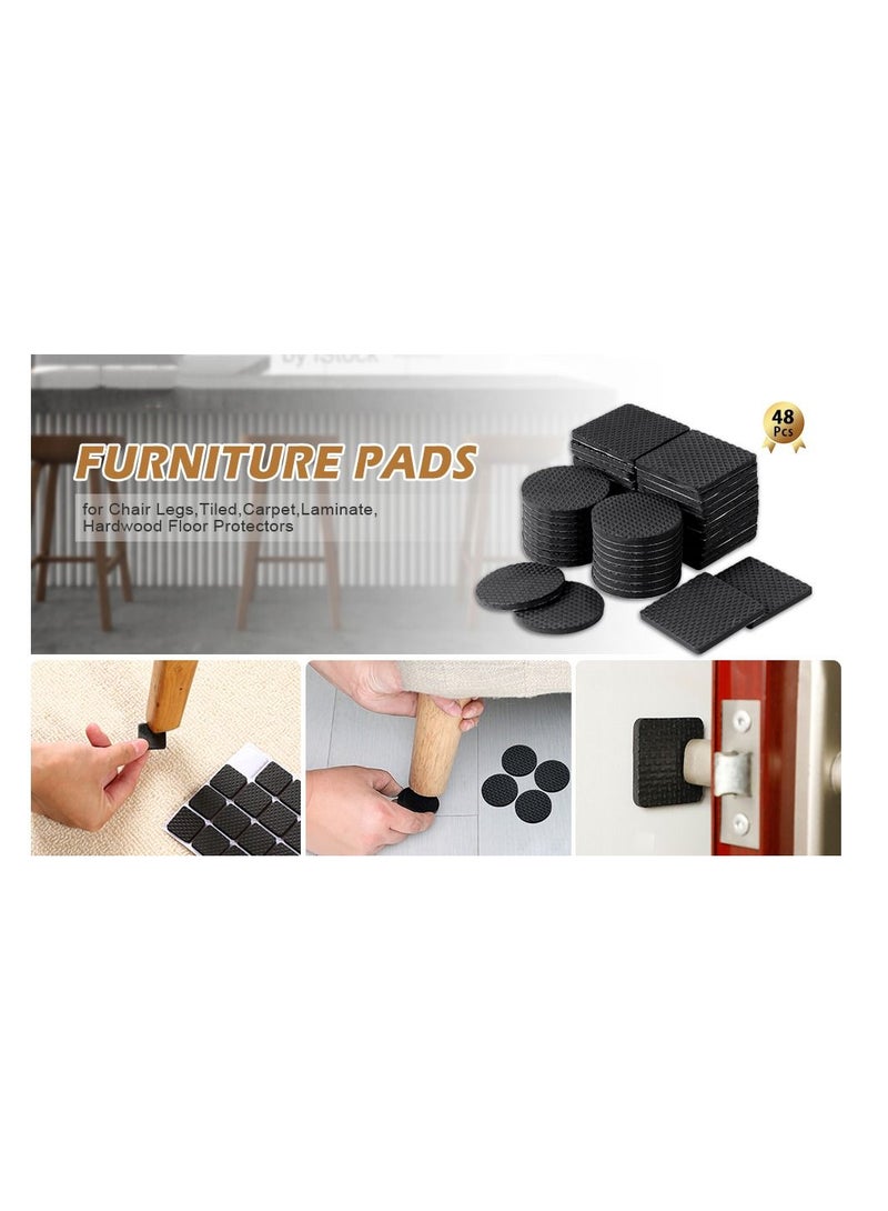 SYOSI 48 Pack Furniture Pads Rubber Non Slip Furniture Feet Rubber Stickers Self Adhesive for Chair Legs Tiled Carpet Laminate Hardwood Floor Protectors - Image 2
