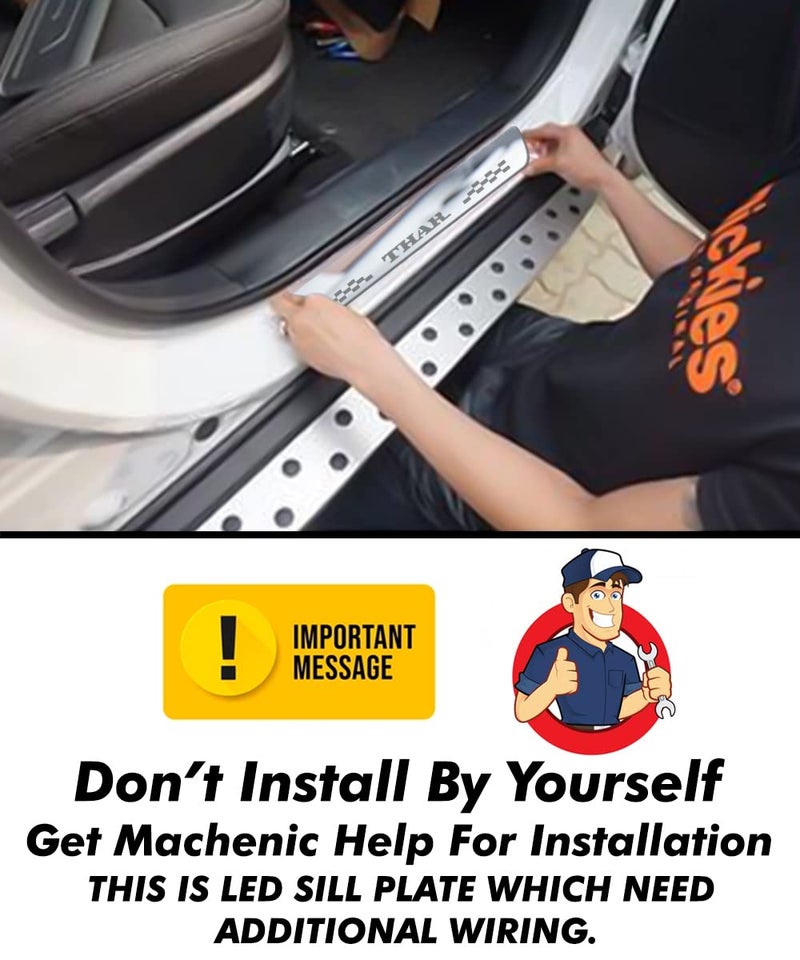 FABTEC لوحة سيل باب السيارة مع لمسة مرآة LED متوافقة مع ماهيندرا ثار (مجموعة من 2 قطعة، زرقاء)(ضمان 6 أشهر) - Image 2