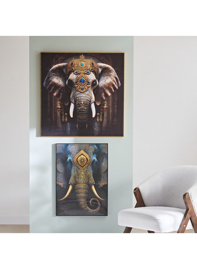 Home Box Ersel Elephant Framed Canvas with Foil Surface 80 x 80 x 2.8 cm  - Image 5
