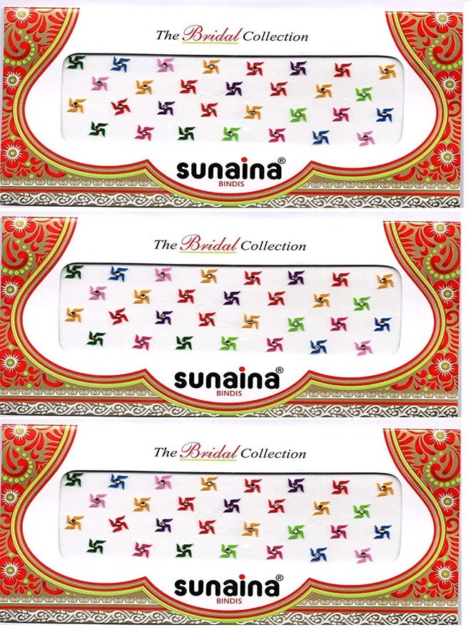 Sunaina Traditional Multicolour Velvet Bindi With Golden Stone For Women & Girl (Swastik) - Image 3