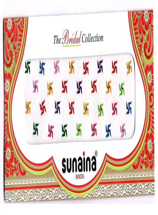 Sunaina Traditional Multicolour Velvet Bindi With Golden Stone For Women & Girl (Swastik) - Image 2