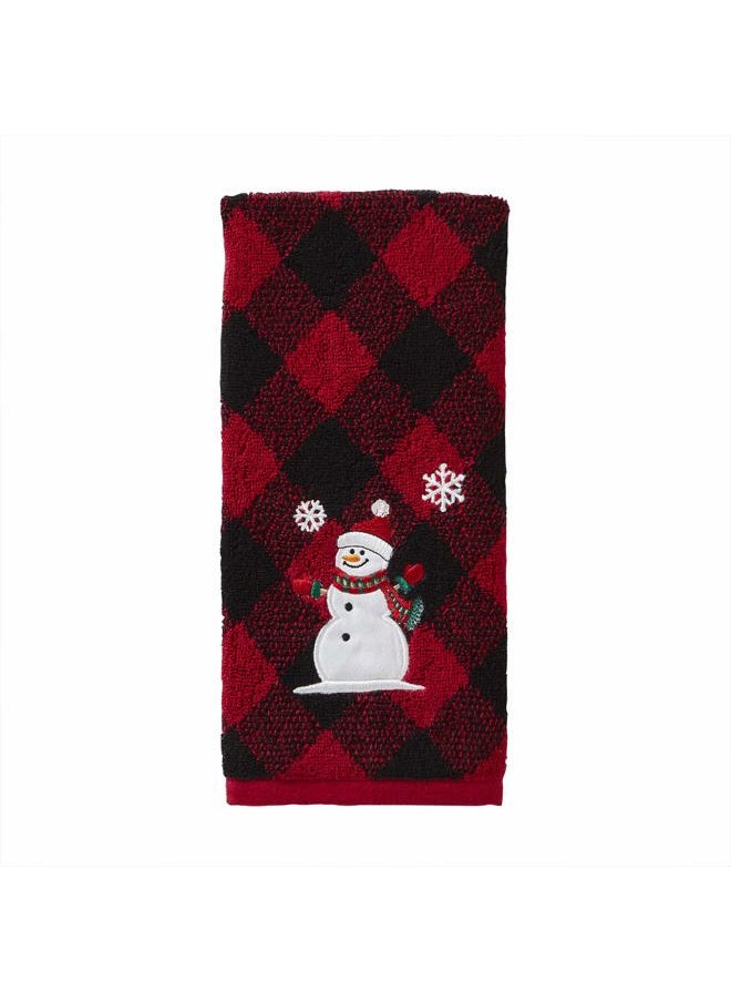 SKL Home - Christmas/Winter Snowman Hand Towel 2pc Set for Bath/Kitchen/Bar & Gift, Red/Black - Image 1