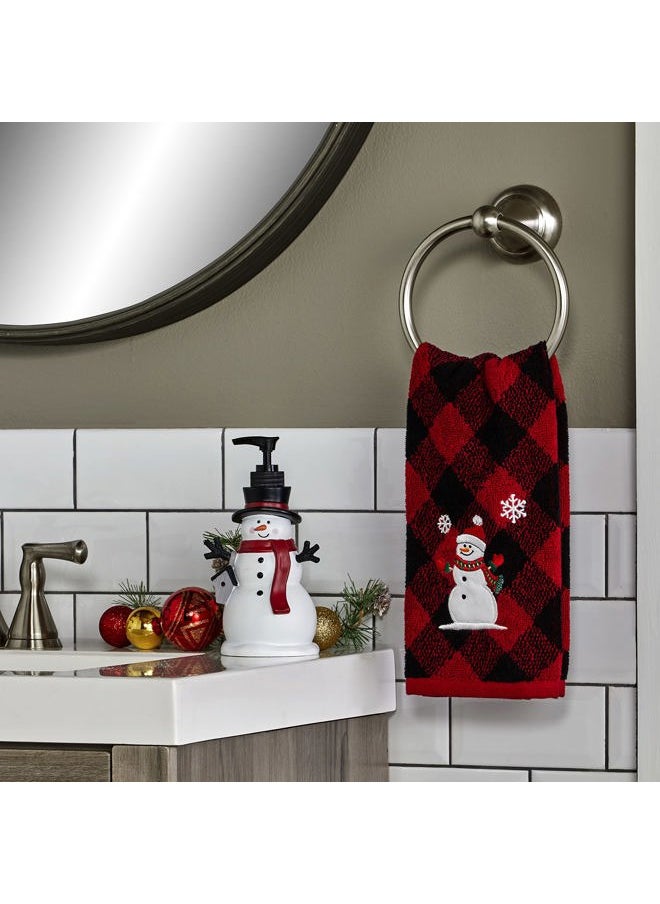 SKL Home - Christmas/Winter Snowman Hand Towel 2pc Set for Bath/Kitchen/Bar & Gift, Red/Black - Image 1