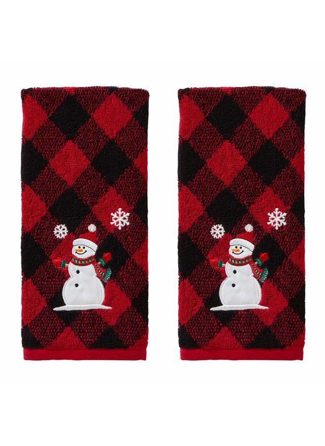 SKL Home - Christmas/Winter Snowman Hand Towel 2pc Set for Bath/Kitchen/Bar & Gift, Red/Black - Image 1