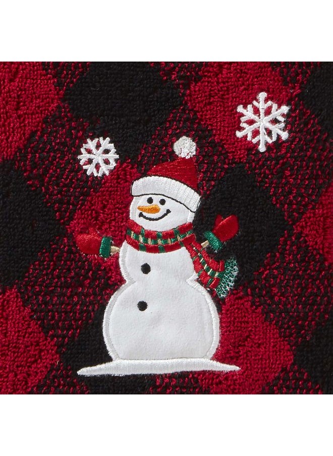 SKL Home - Christmas/Winter Snowman Hand Towel 2pc Set for Bath/Kitchen/Bar & Gift, Red/Black - Image 1
