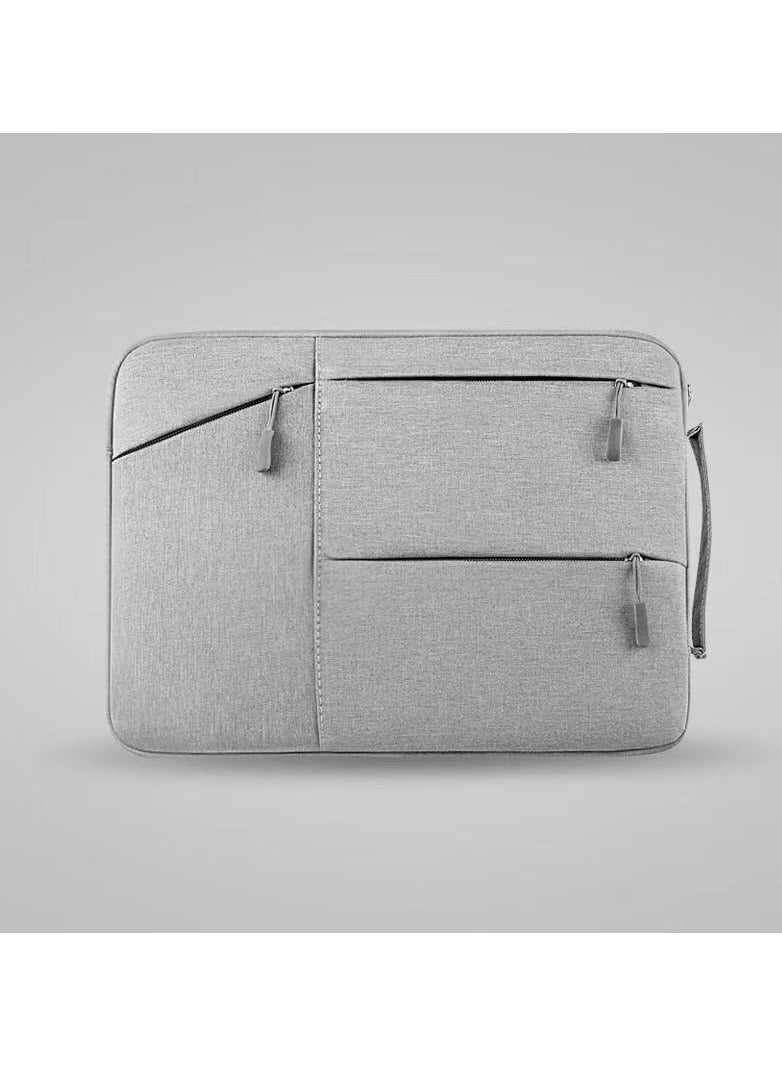 حقيبة كمبيوتر محمول متوافقة مع MacBook Air 15 بوصة M2 A2941 2023/Pro 15 A1990 A1707، 15 Surface Laptop 5/4/3، Dell XPS 15، HP Stream 14 بوصة، حافظة عمودية من البوليستر مع جيب، رمادي