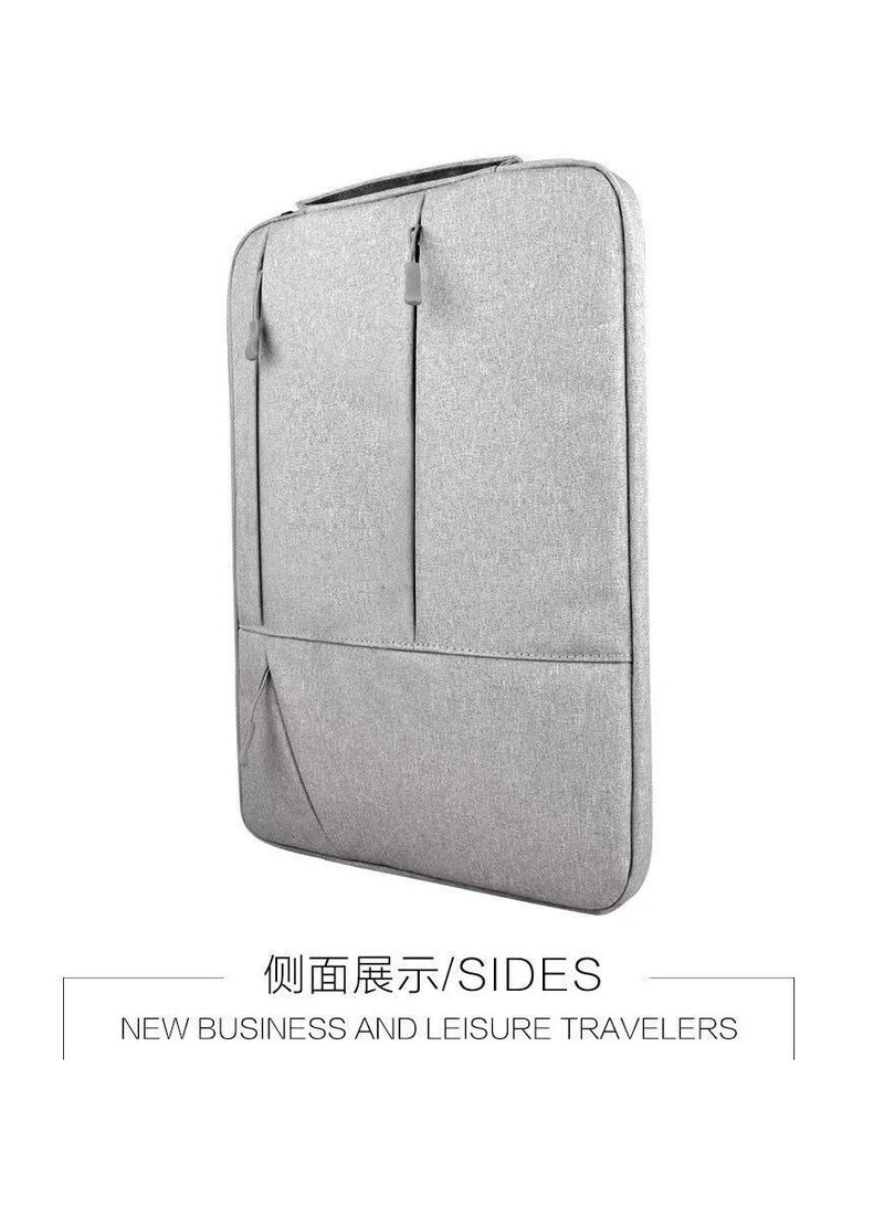 حقيبة كمبيوتر محمول متوافقة مع MacBook Air 15 بوصة M2 A2941 2023/Pro 15 A1990 A1707، 15 Surface Laptop 5/4/3، Dell XPS 15، HP Stream 14 بوصة، حافظة عمودية من البوليستر مع جيب، رمادي